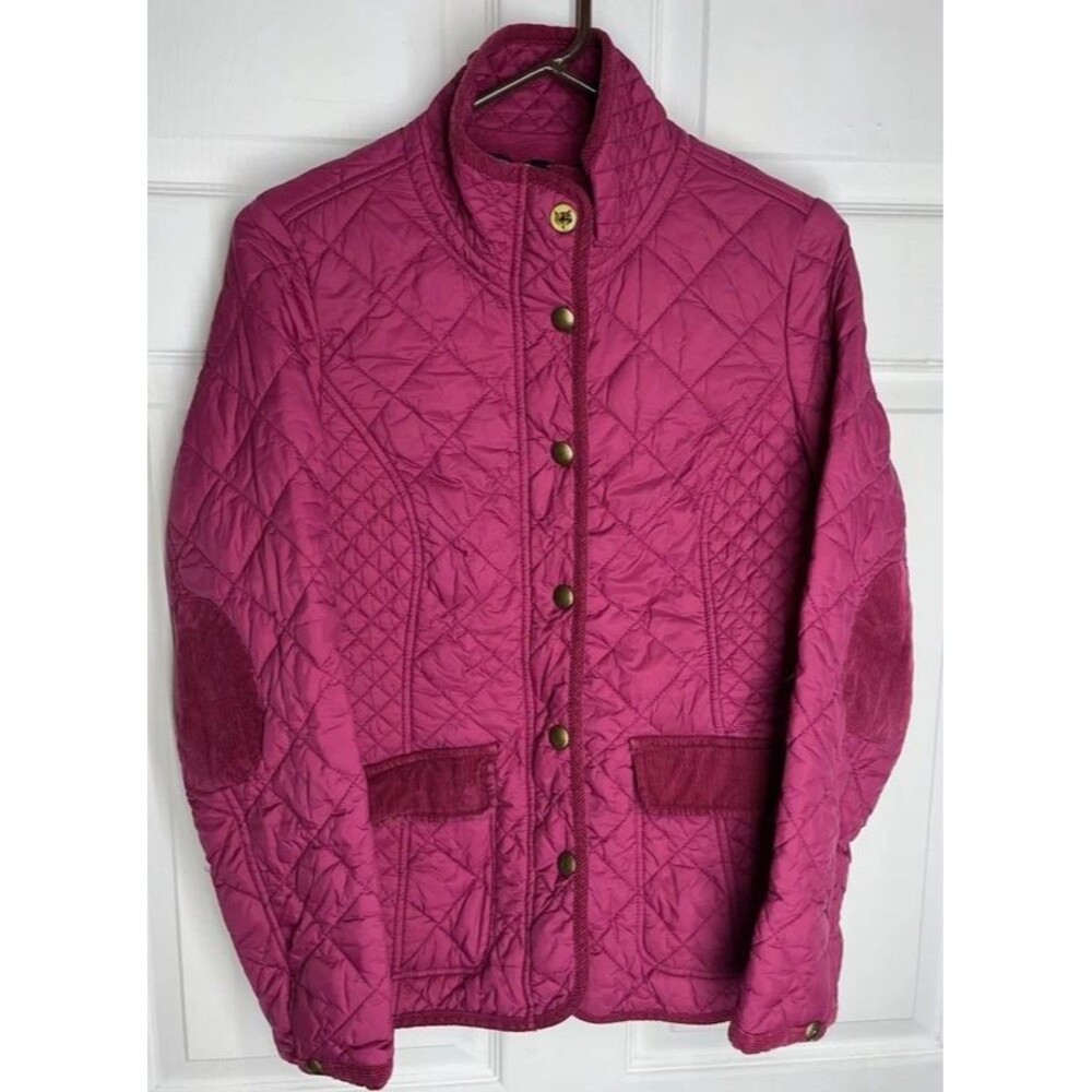 Joules British Equestrian Quilted Nylon Pink Jacket Floral Lining Women’s Size 6